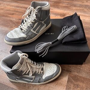 AMIRI Gray and White Skeleton Leather High-Tops